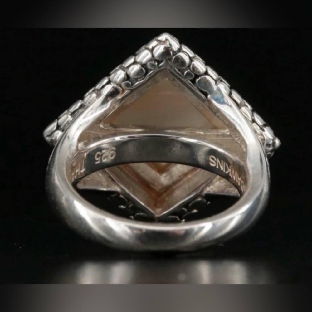Michael Dawkins Silver-Tone Ring with White Mother-of-Pearl Center size 7 - Picture 4 of 4
